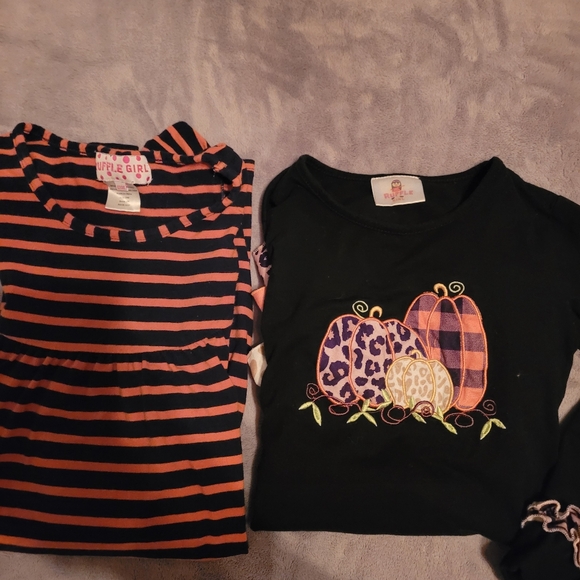 Bundle Of 2 Girls Ruffle Girl Dresses Long Sleeve And Short Sleeve EUC 12/14 - Picture 1 of 10